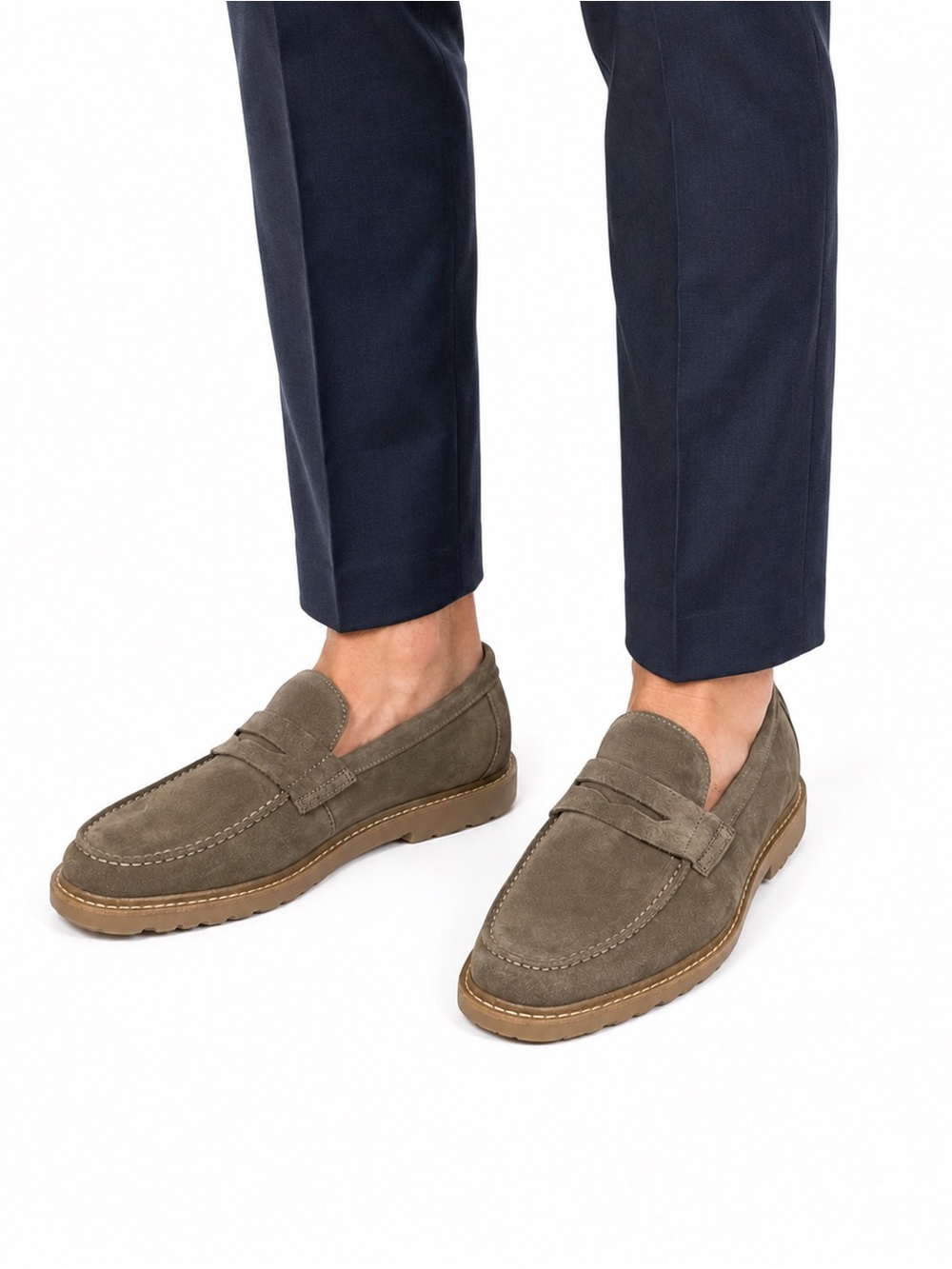 Size 8 Steve Madden Kayvonn Men’s Taupe Suede Penny Loafers Leather